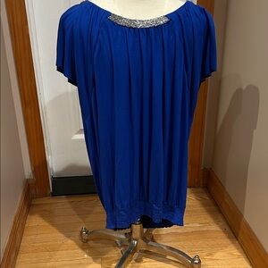 Jordache Royal Blue Women's Blouse with Silver Accent